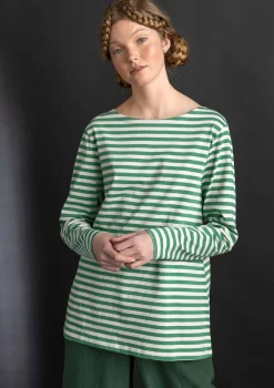 Gudrun Sjödén Pullover & Shirts>Basic-Streifenshirt aus Bio-Baumwolle Malachit-feder