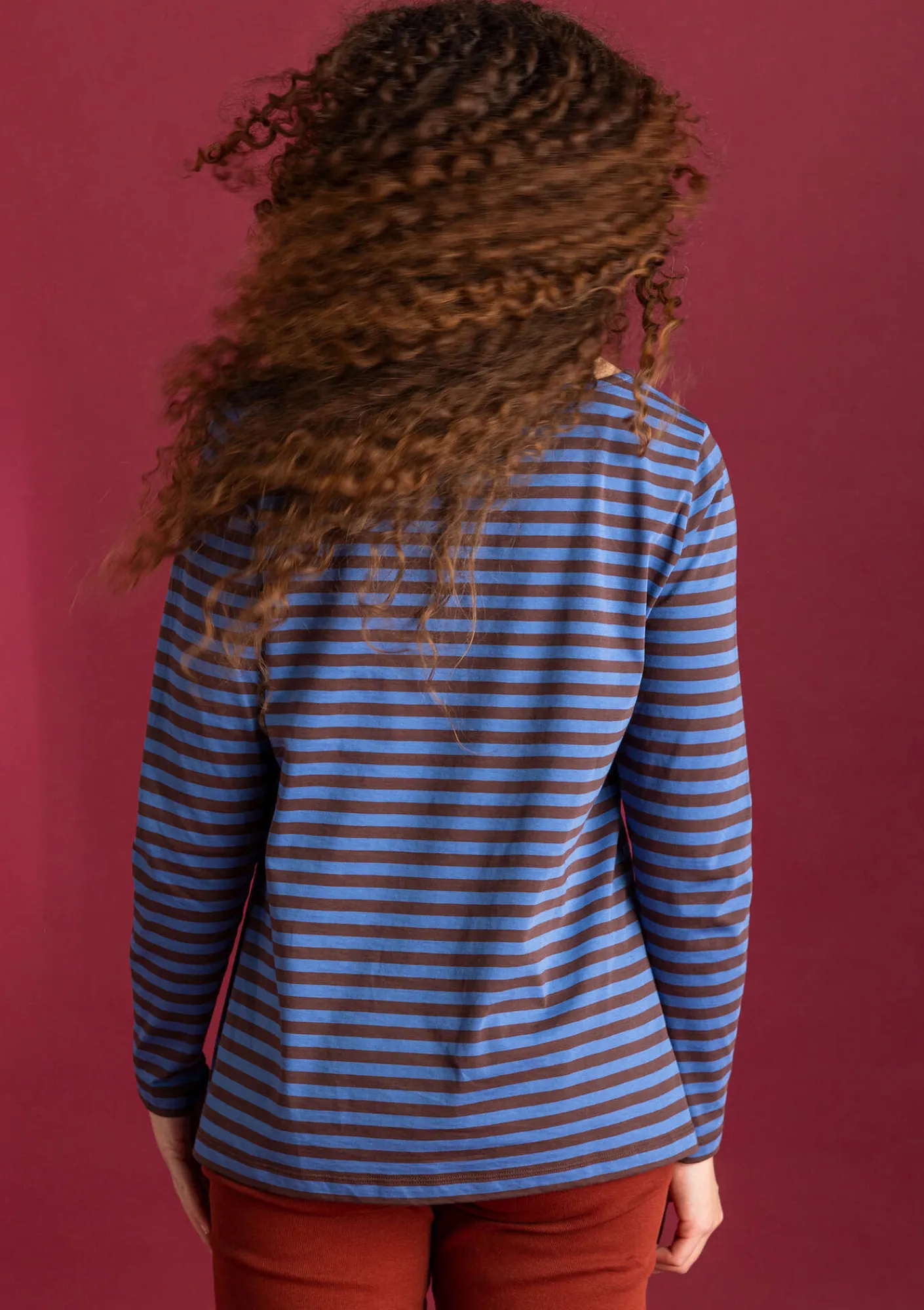 Gudrun Sjödén Pullover & Shirts>Basic-Streifenshirt aus Bio-Baumwolle Röstkaffee-leinenblau