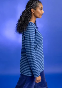 Gudrun Sjödén Pullover & Shirts>Basic-Streifenshirt aus Bio-Baumwolle Indigoblau-leinenblau