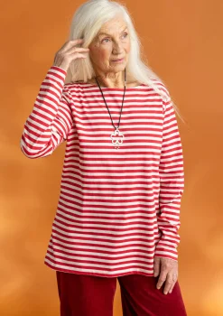 Gudrun Sjödén Pullover & Shirts>Basic-Streifenshirt aus Bio-Baumwolle Feder-walderdbeere