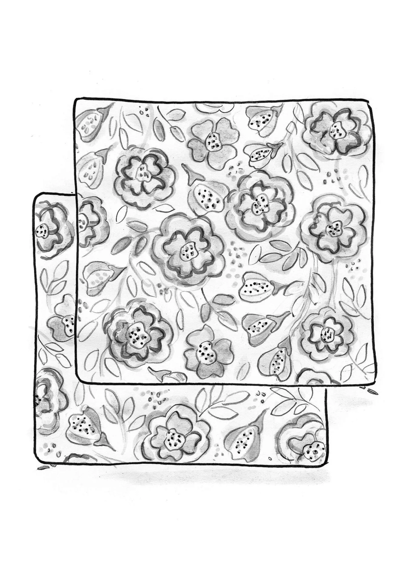 Gudrun Sjödén Kissen|Schlafzimmer Deko>Bedruckte Kissenhülle „Wild rose“ aus Leinen/Bio-Baumwolle Dunkelaschgrau