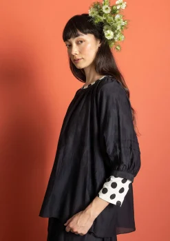 Gudrun Sjödén Blusen>Bluse aus Baumwolle/Seide Schwarz