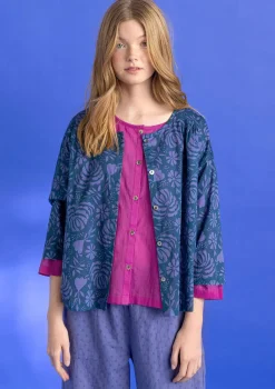 Gudrun Sjödén Blusen>Bluse „Hedda“ aus Bio-Baumwollgewebe Dunkelpetrol-gemustert