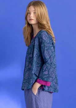 Gudrun Sjödén Blusen>Bluse „Hedda“ aus Bio-Baumwollgewebe Dunkelpetrol-gemustert