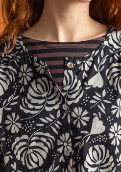 Gudrun Sjödén Blusen>Bluse „Hedda“ aus Bio-Baumwollgewebe Schwarz-gemustert