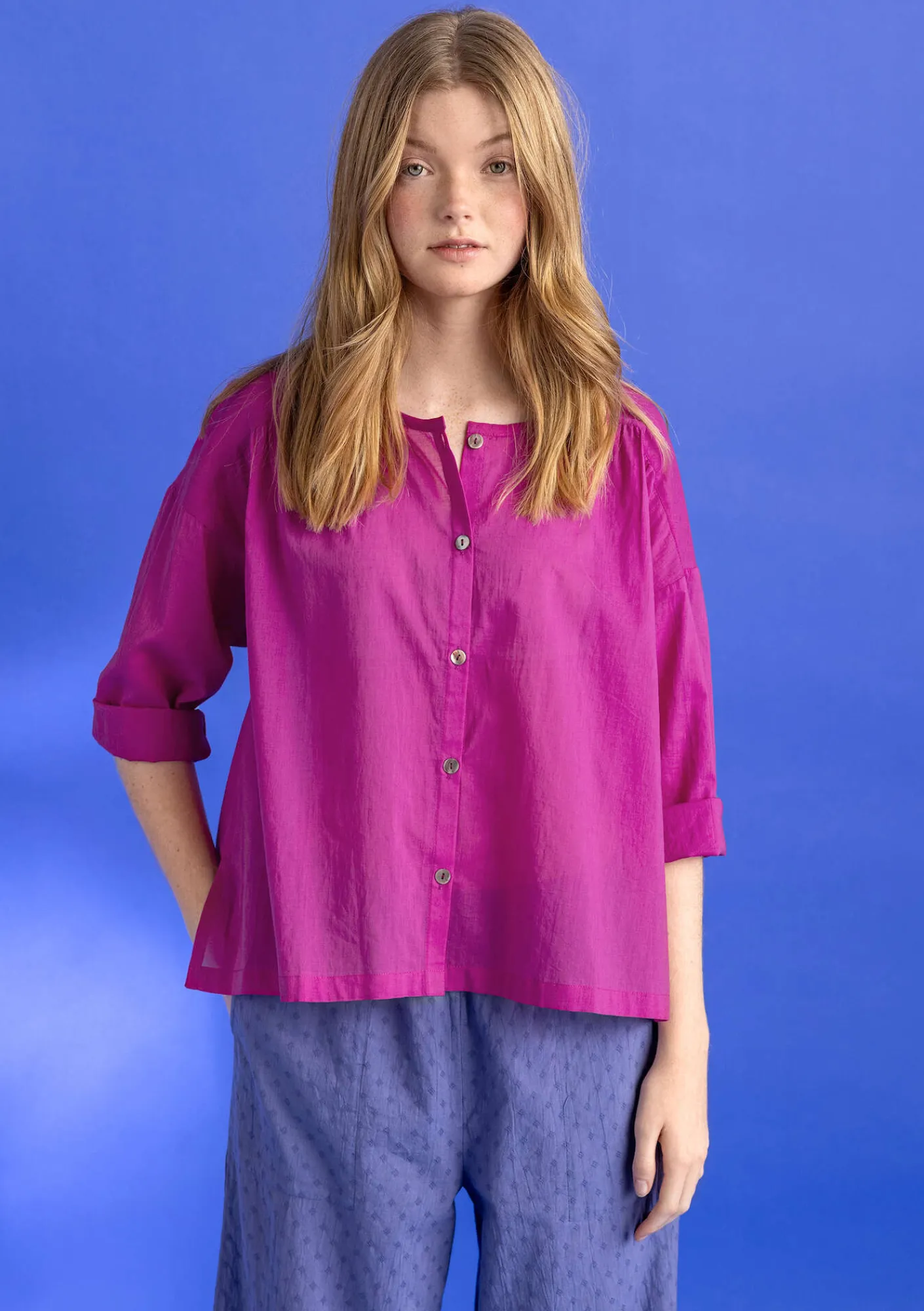 Gudrun Sjödén Blusen>Bluse „Hedda“ aus Bio-Baumwollgewebe Cerise