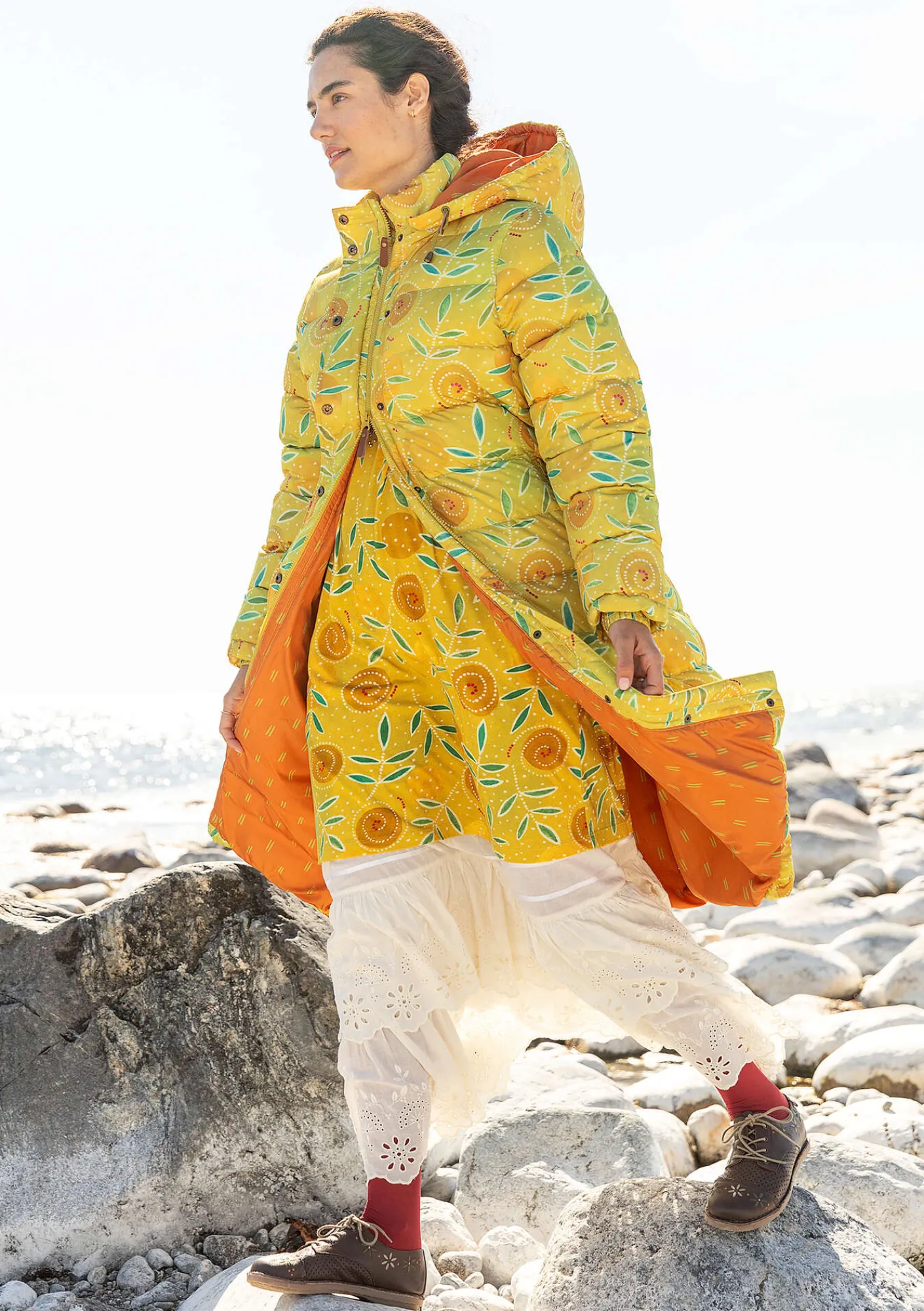 Gudrun Sjödén Jacken & Mäntel>Daunenmantel „Bhumika“ aus Recycling-Polyester/Daunen Ananas