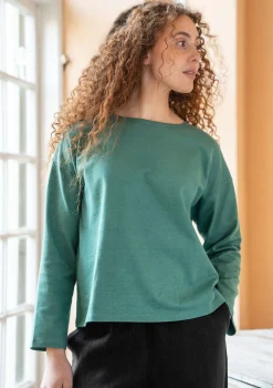 Gudrun Sjödén Pullover & Shirts>Einfarbiges Shirt aus Bio-Baumwolle Wermutkraut