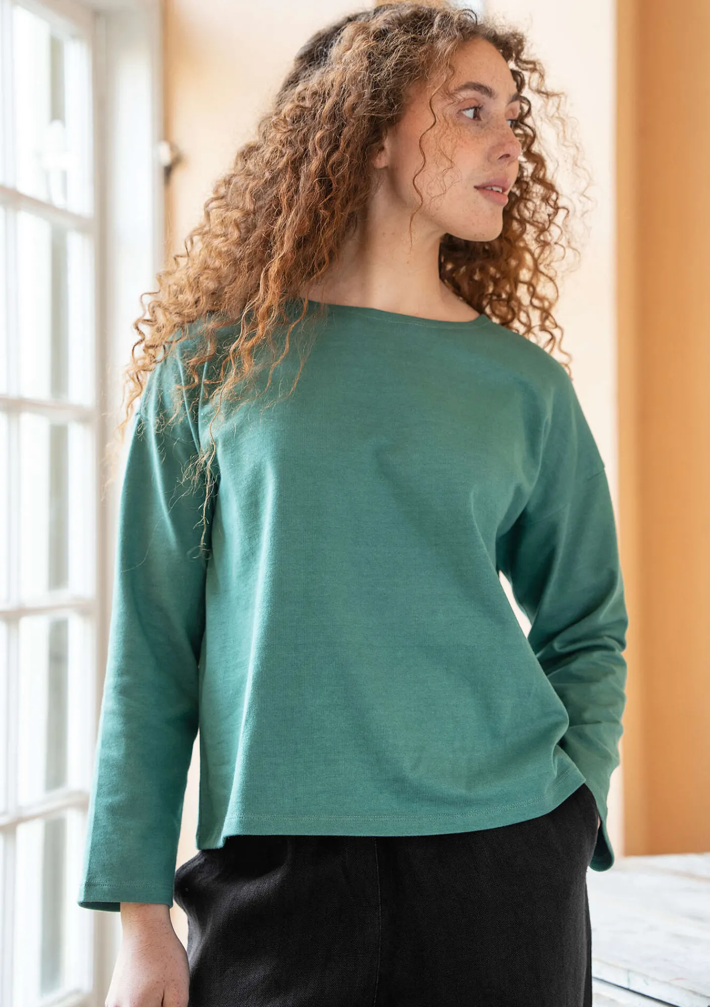 Gudrun Sjödén Pullover & Shirts>Einfarbiges Shirt aus Bio-Baumwolle Wermutkraut