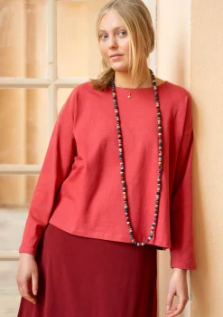 Gudrun Sjödén Pullover & Shirts>Einfarbiges Shirt aus Bio-Baumwolle Koralle