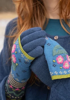 Gudrun Sjödén Accessoires>Fingerhandschuhe aus Lammwolle Indigo
