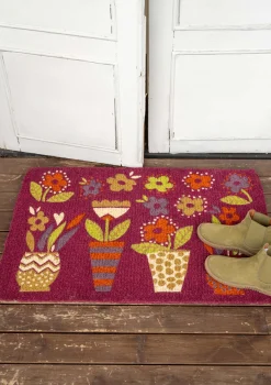 Gudrun Sjödén Teppiche|Heimtextilien>Fußmatte „Flower pots“ aus Kokosfaser Dunkelhibiskus