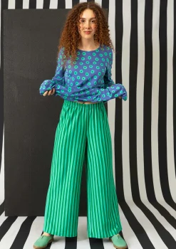 Gudrun Sjödén Hosen>Gestreifte Jerseyhose aus Bio-Baumwolle/Modal Basilikum-hellorientgrün