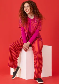 Gudrun Sjödén Hosen>Gestreifte Jerseyhose aus Bio-Baumwolle/Modal Lavarot-alpenveilchen