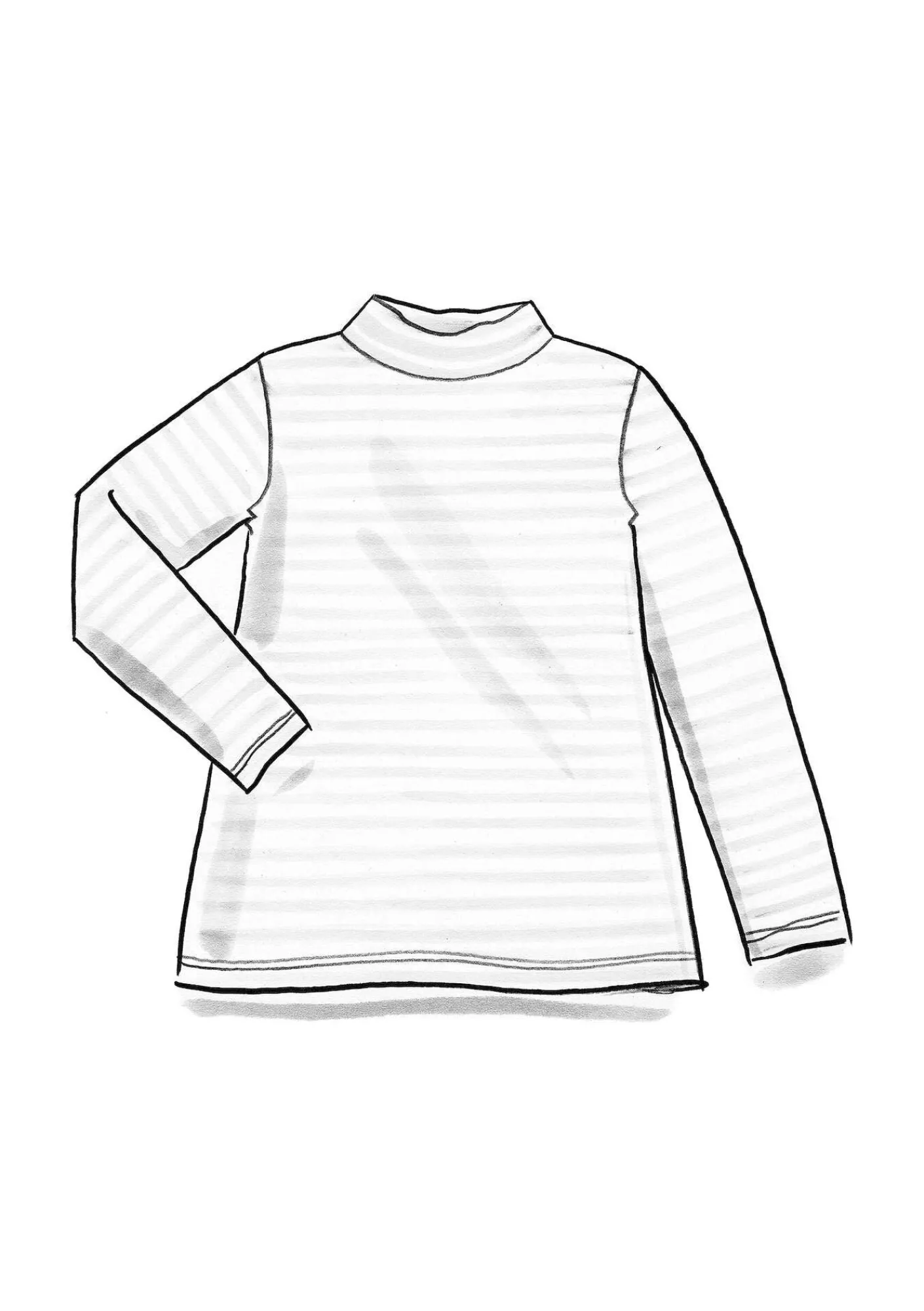 Gudrun Sjödén Pullover & Shirts>Gestreiftes Stehkragenshirt aus Bio-Baumwolle Schwarz-feder