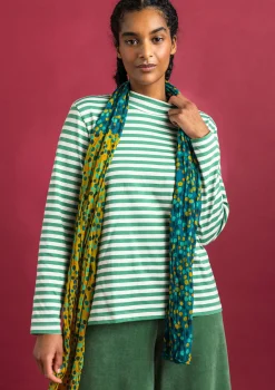 Gudrun Sjödén Pullover & Shirts>Gestreiftes Stehkragenshirt aus Bio-Baumwolle Malachit-feder