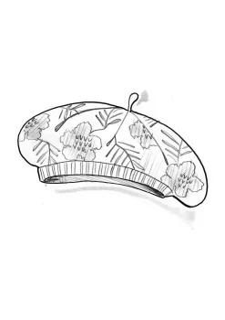 Gudrun Sjödén Accessoires>Gestrickte Baskenmütze „Gnistra“ aus Alpakawollgemisch/Bio- und Recycling-Baumwolle Aubergine