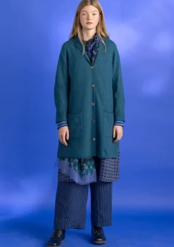 Gudrun Sjödén Jacken & Mäntel|Strickjacken>Gestrickter Blazer aus gefilzter Bio-Wolle Dunkelpetrol