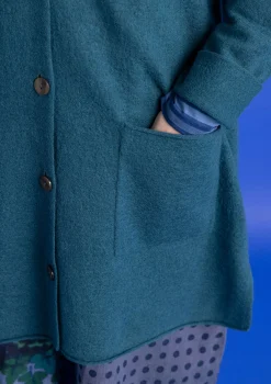 Gudrun Sjödén Jacken & Mäntel|Strickjacken>Gestrickter Blazer aus gefilzter Bio-Wolle Dunkelpetrol