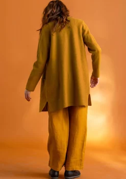 Gudrun Sjödén Jacken & Mäntel|Strickjacken>Gestrickter Blazer aus gefilzter Bio-Wolle Curry