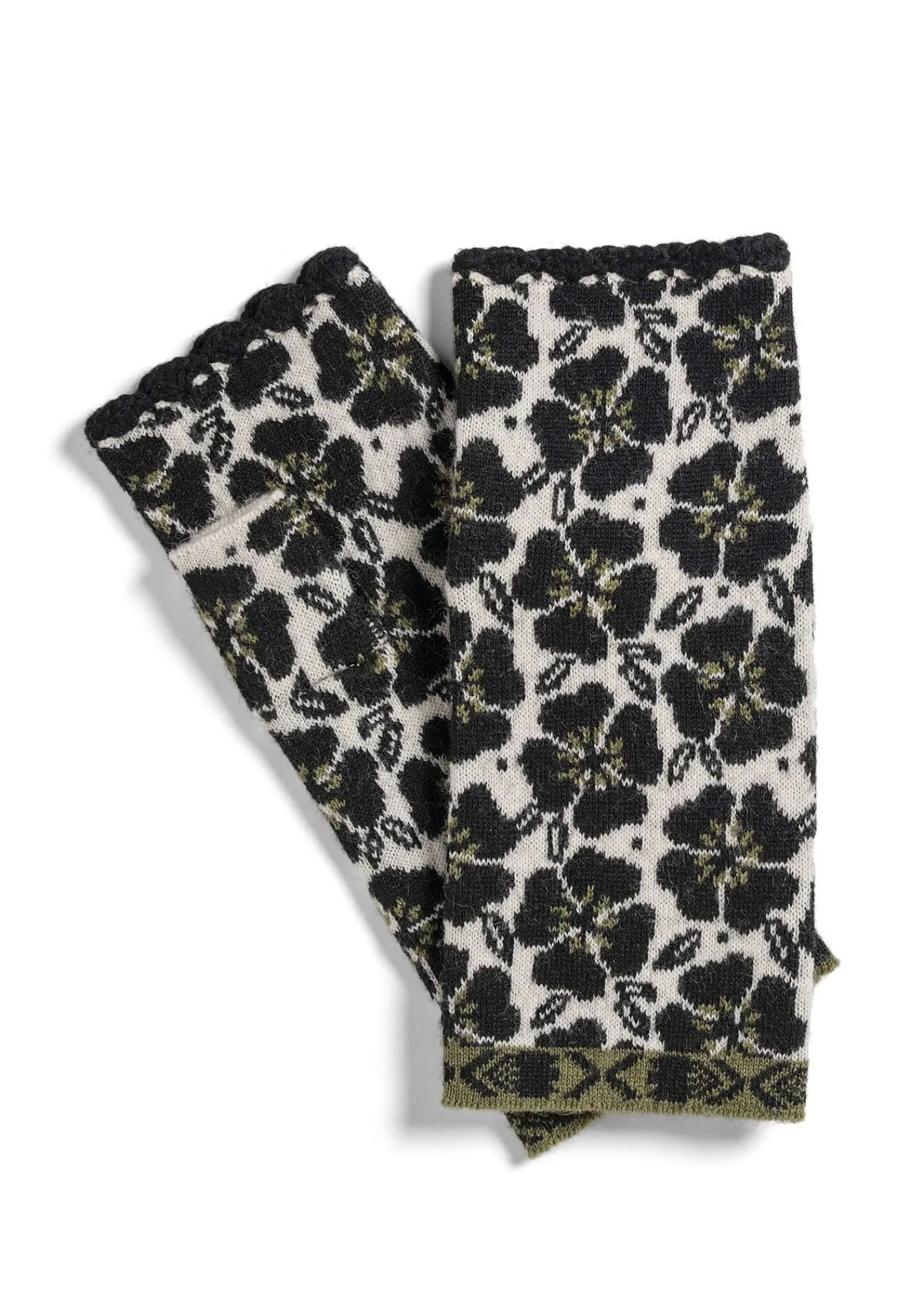 Gudrun Sjödén Accessoires>Handstulpen „Anemone“ aus Bio-Wolle Schwarz