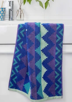 Gudrun Sjödén Frottee|Bad-Accessoires>Handtuch „Peaks“ aus Bio-Baumwolle Brillantblau