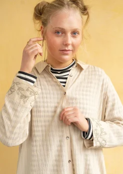 Gudrun Sjödén Pullover & Shirts|Kleider>Hemdblusenkleid „Värmland“ aus Bio-Baumwollgewebe Dunkelnatur