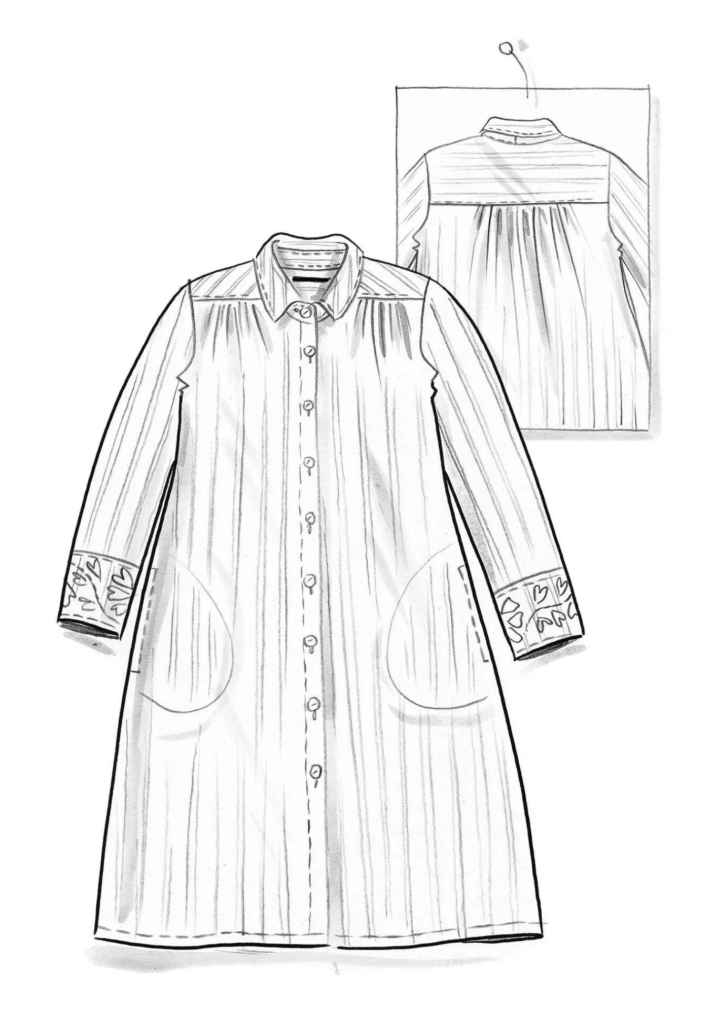 Gudrun Sjödén Pullover & Shirts|Kleider>Hemdblusenkleid „Värmland“ aus Bio-Baumwollgewebe Dunkelnatur