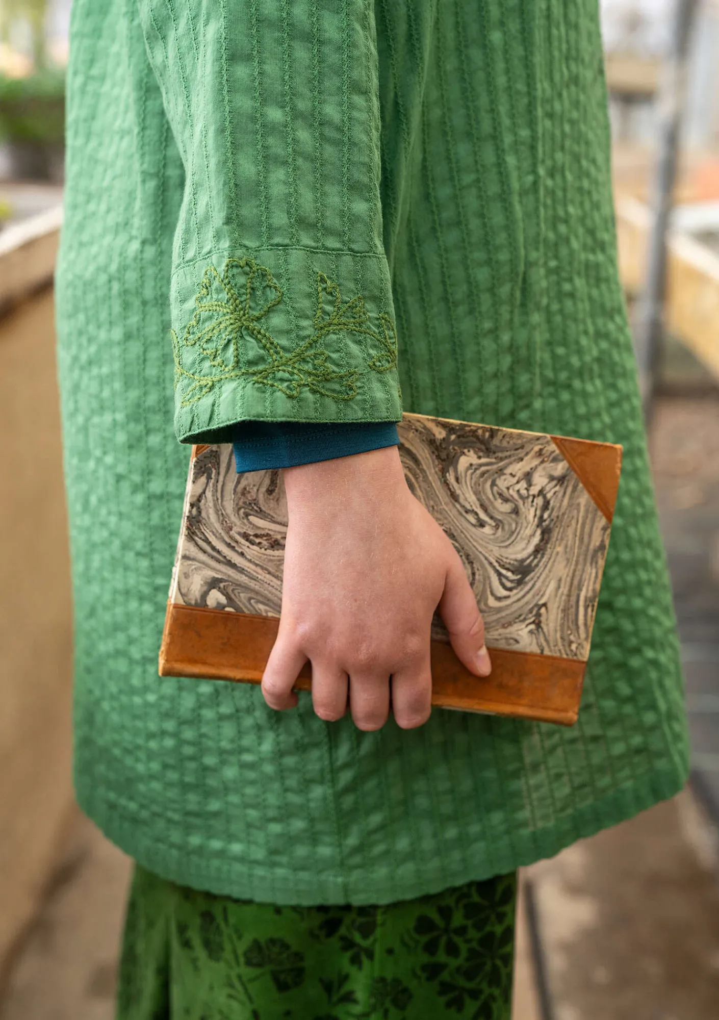 Gudrun Sjödén Pullover & Shirts|Kleider>Hemdblusenkleid „Värmland“ aus Bio-Baumwollgewebe Seegras