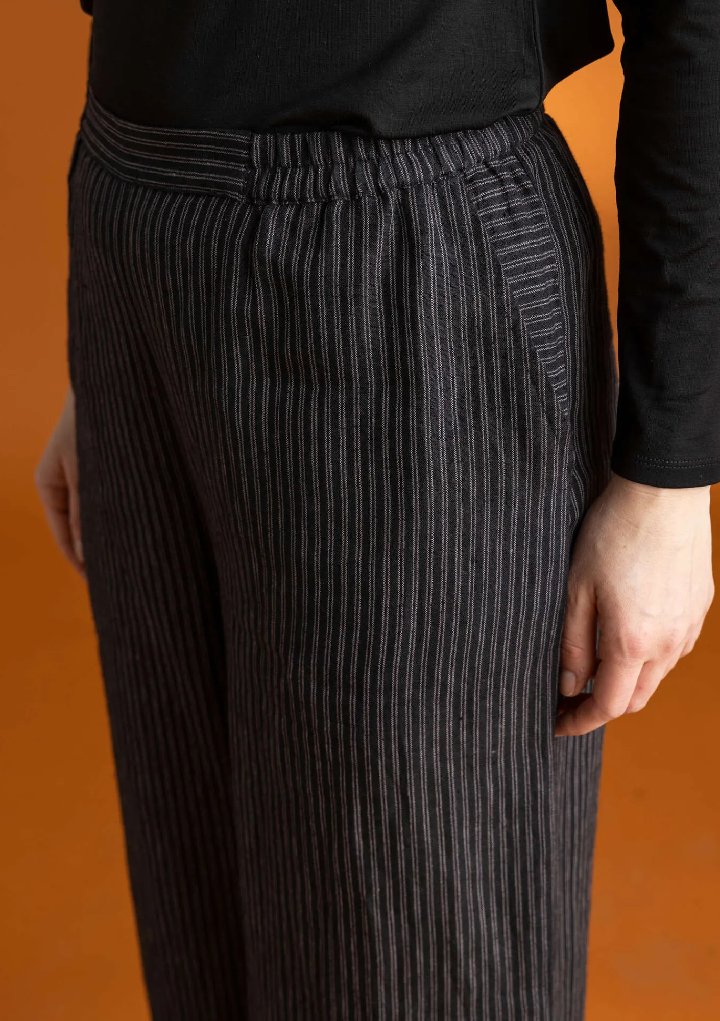 Gudrun Sjödén Hosen>Hose „Asta“ aus Leinengewebe Schwarz-gestreift