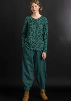 Gudrun Sjödén Hosen>Hose aus Bio-Baumwolldobby Opalgrün