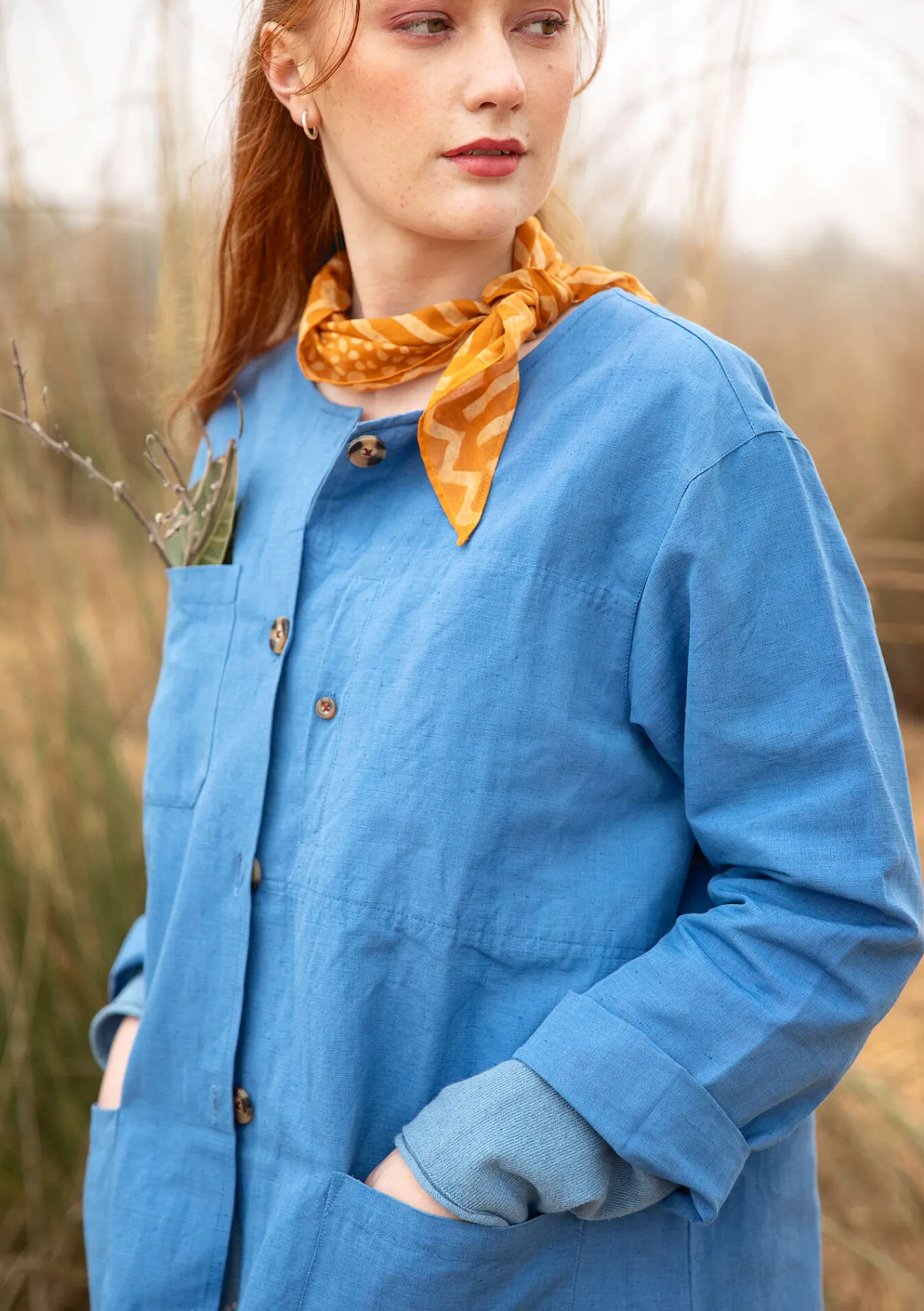 Gudrun Sjödén Jacken & Mäntel>Jacke aus Leinen/Bio-Baumwolle Leinenblau