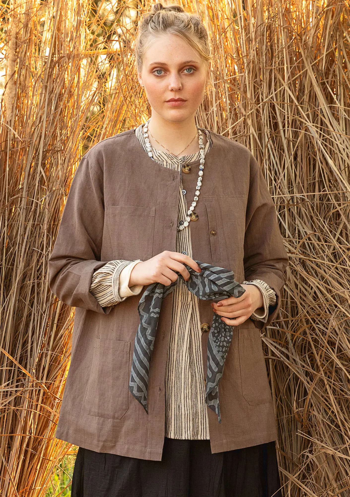 Gudrun Sjödén Jacken & Mäntel>Jacke aus Leinen/Bio-Baumwolle Kartoffel