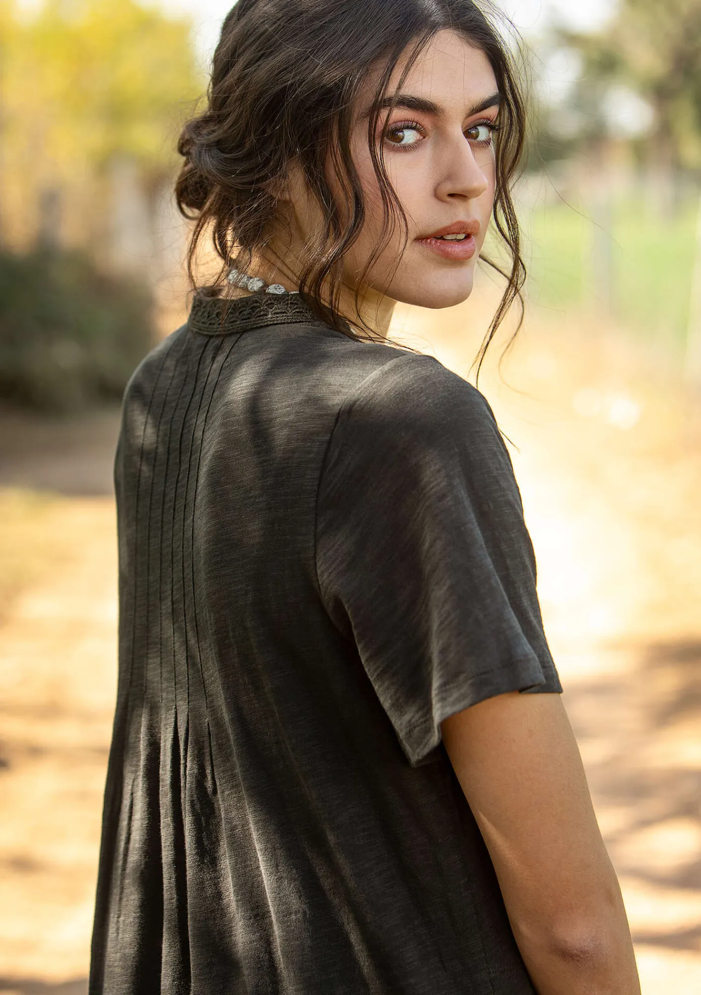 Gudrun Sjödén Kleider>Jerseykleid aus Bio-Baumwolle Dunkelaschgrau