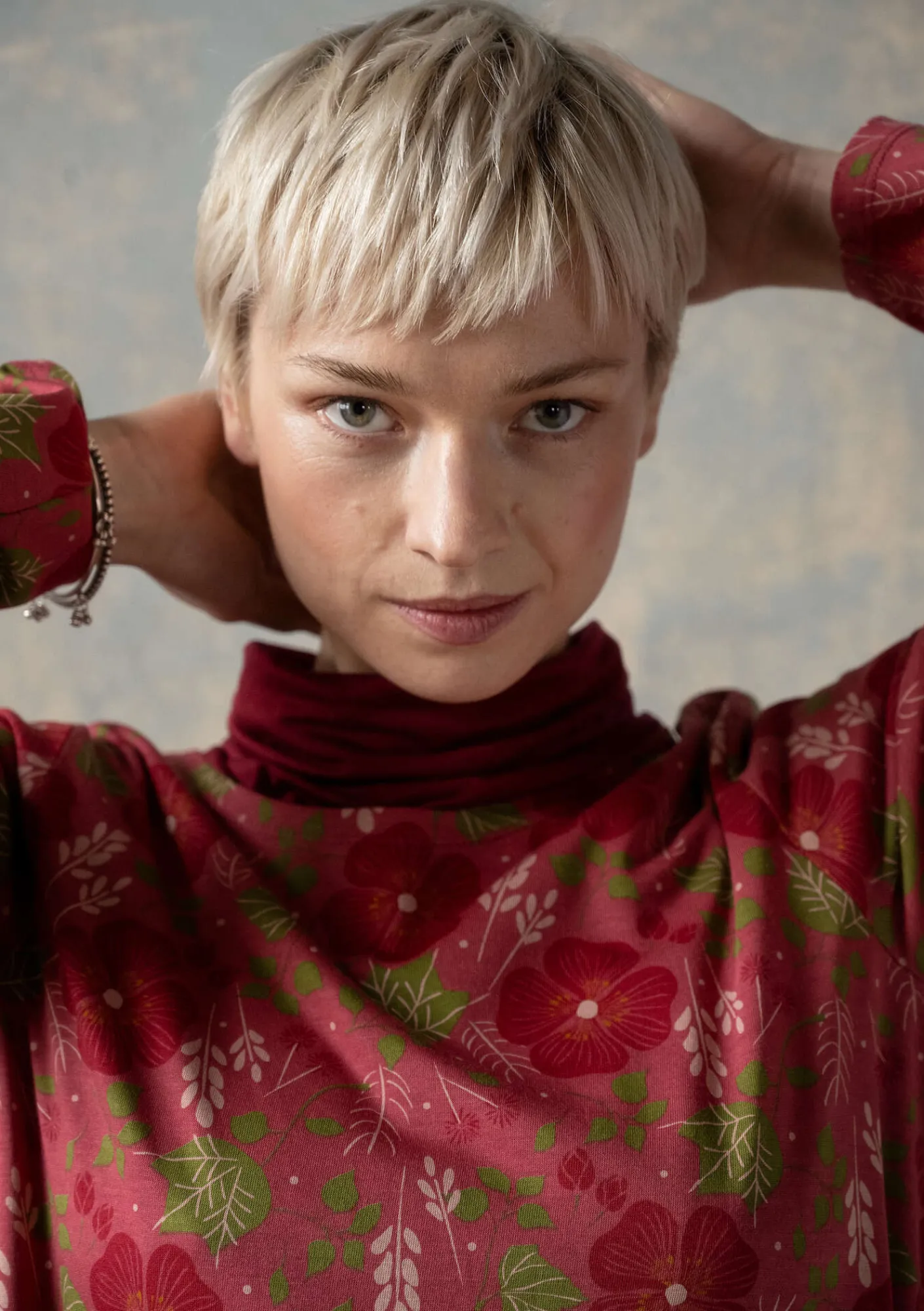 Gudrun Sjödén Kleider>Jerseykleid „Höstanemone“ aus Bio-Baumwolle/Modal Koralle