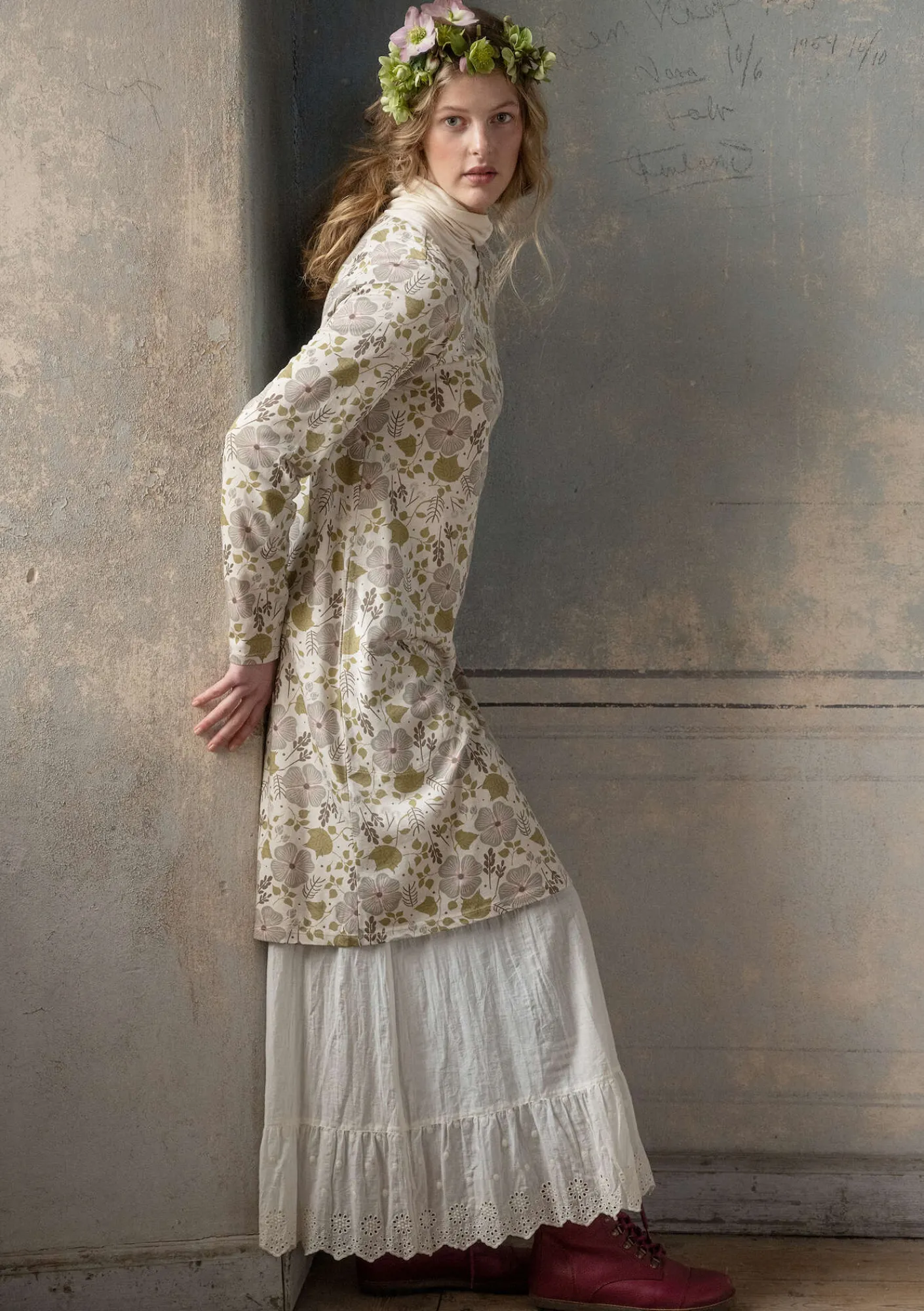 Gudrun Sjödén Kleider>Jerseykleid „Höstanemone“ aus Bio-Baumwolle/Modal Natur