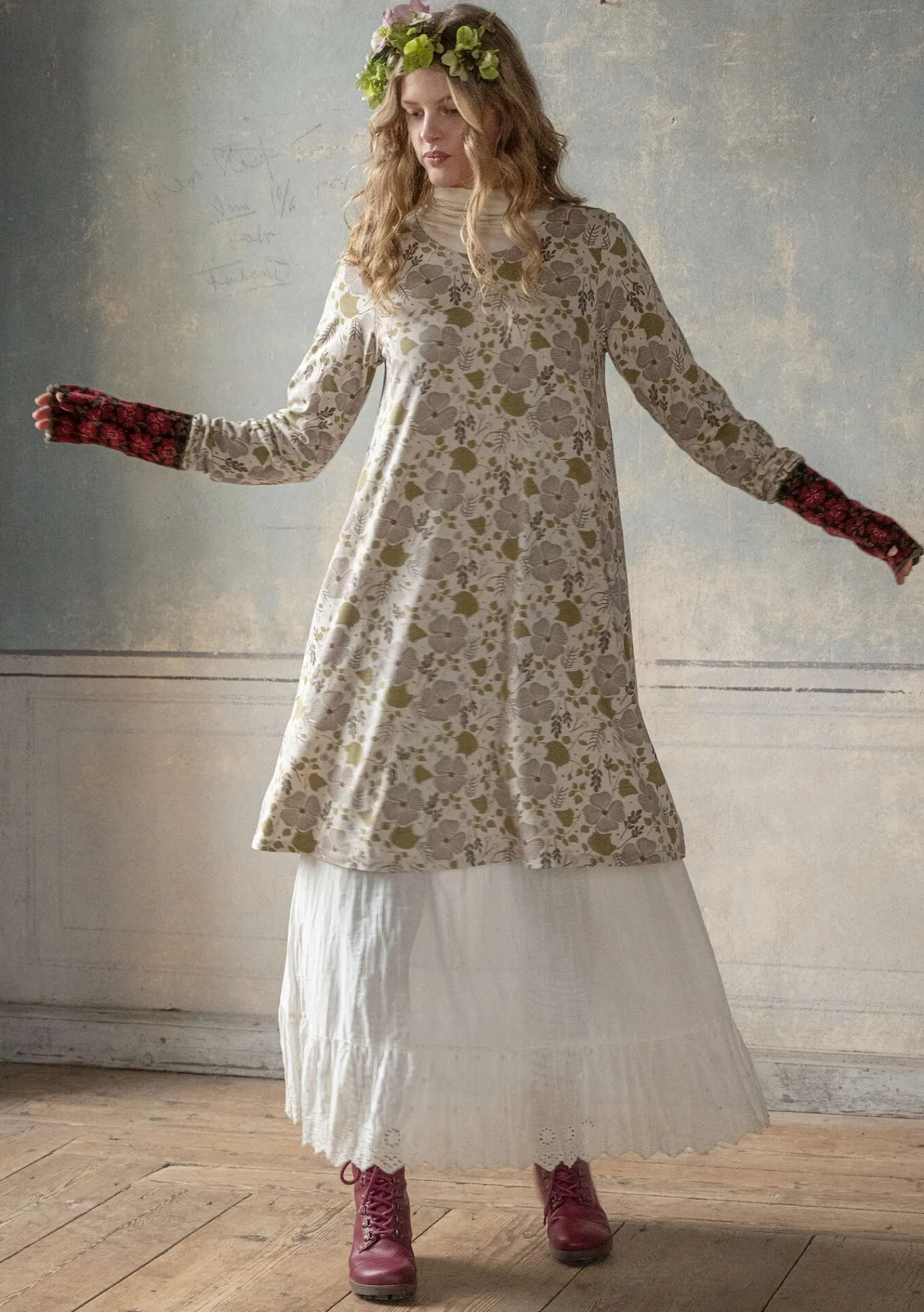 Gudrun Sjödén Kleider>Jerseykleid „Höstanemone“ aus Bio-Baumwolle/Modal Natur