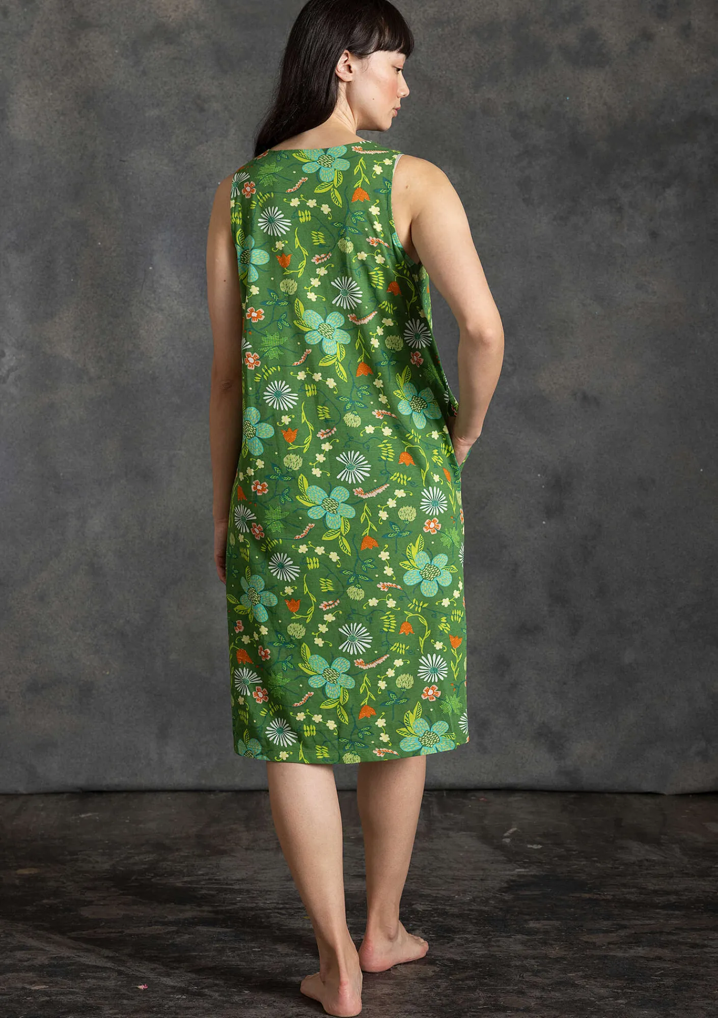 Gudrun Sjödén Kleider>Jerseykleid „Midsommarsol“ aus Bio-Baumwolle Seegras