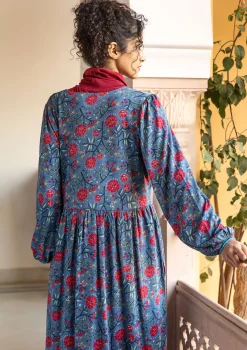 Gudrun Sjödén Kleider>Jerseykleid „Nyponros“ aus Bio-Baumwolle/Modal Indigo