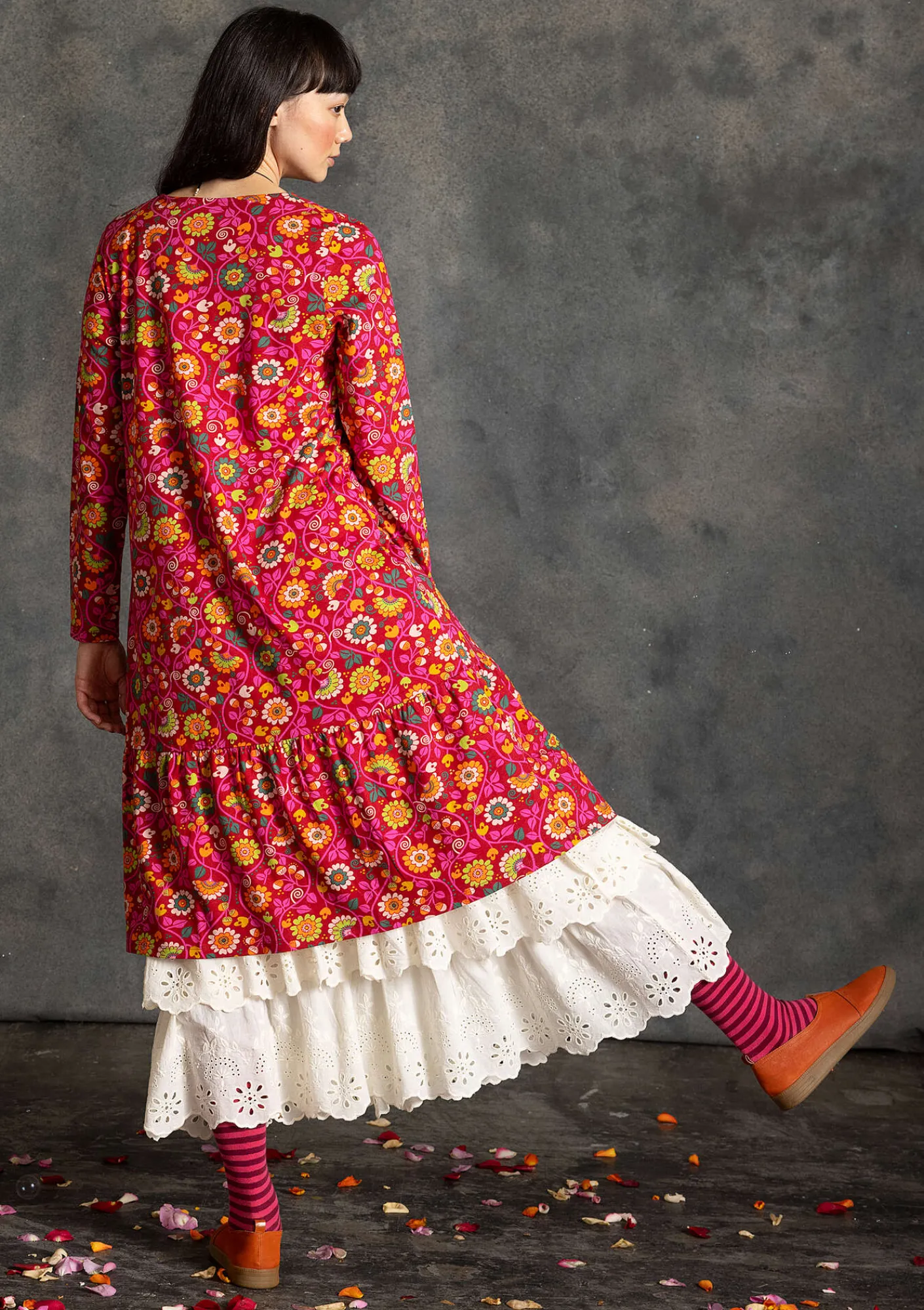 Gudrun Sjödén Kleider>Jerseykleid „Rupangi“ aus Bio-Baumwolle Mohn