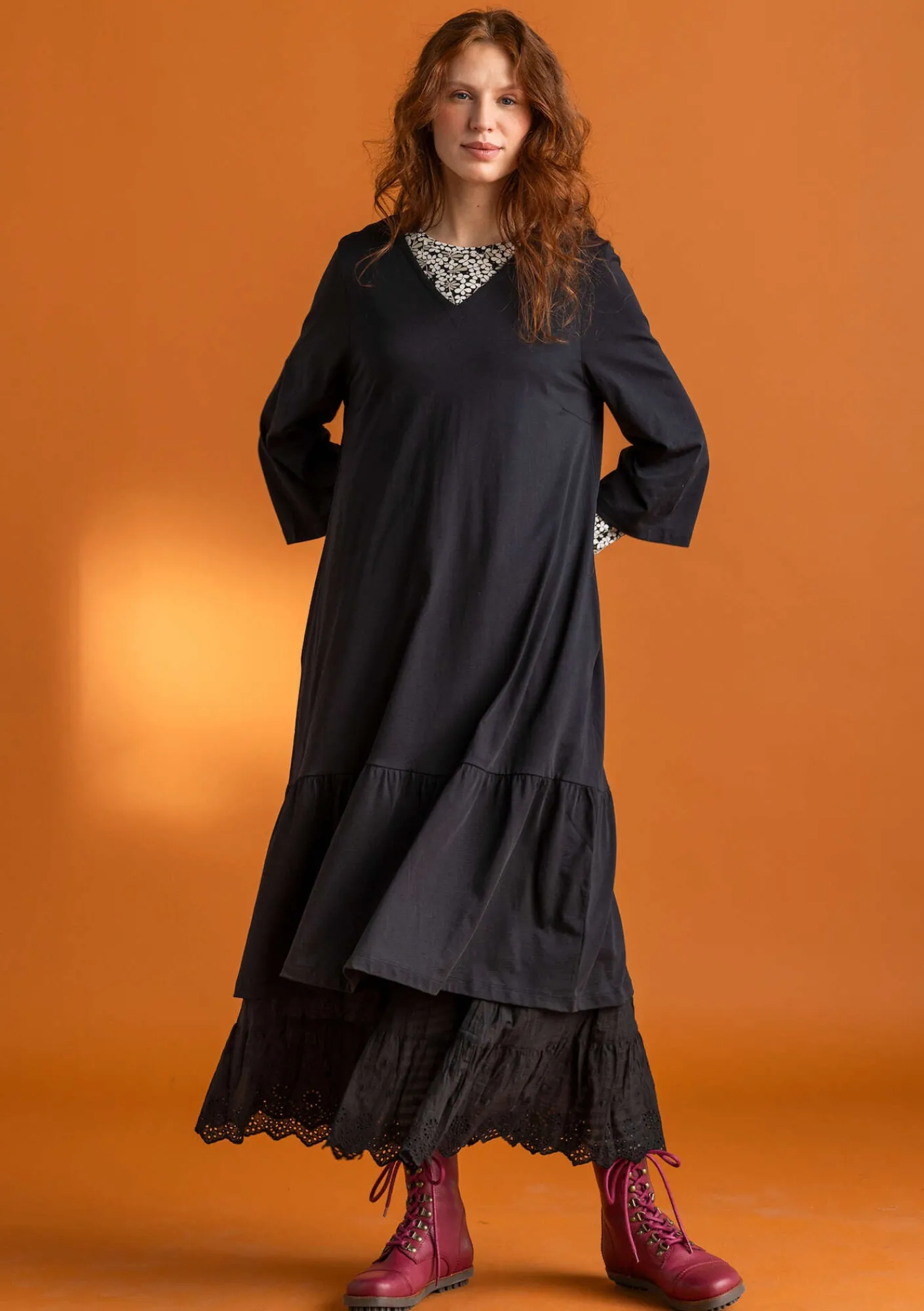 Gudrun Sjödén Kleider>Jerseykleid „Tyra“ aus Bio-Baumwolle/Modal Schwarz