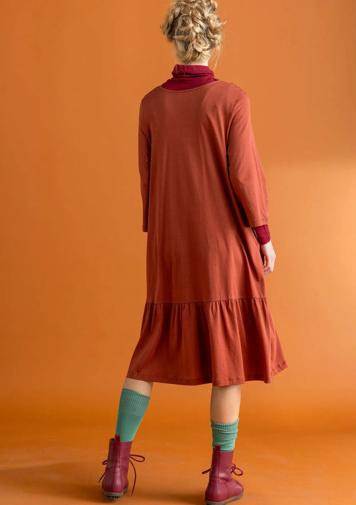 Gudrun Sjödén Kleider>Jerseykleid „Tyra“ aus Bio-Baumwolle/Modal Rost