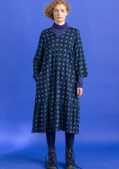 Gudrun Sjödén Kleider>Jerseykleid „Tyra“ aus Bio-Baumwolle/Modal Dunkelindigo-gemustert
