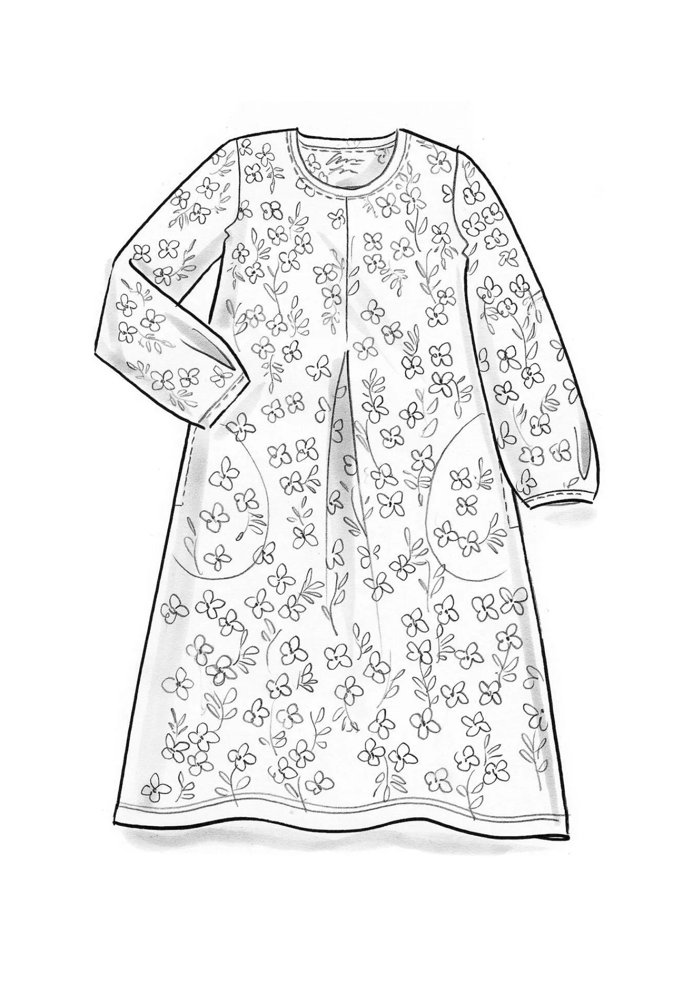 Gudrun Sjödén Kleider>Jerseykleid „Ylva“ aus Bio-Baumwolle/Elasthan Granatapfel-gemustert