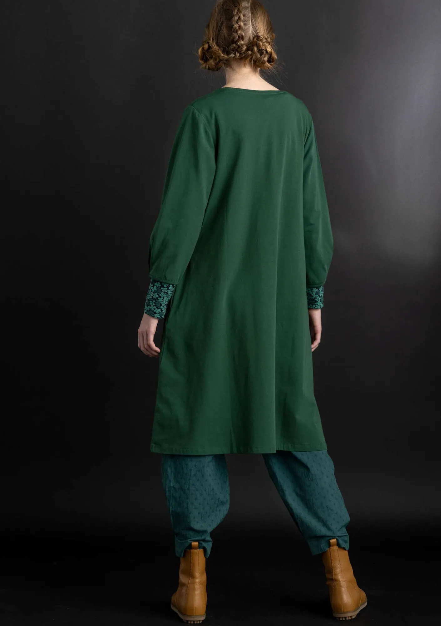 Gudrun Sjödén Kleider>Jerseykleid „Ylva“ aus Bio-Baumwolle/Elasthan Dunkelgrün