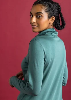 Gudrun Sjödén Pullover & Shirts>Jersey-Rollkragenshirt aus Lyocell/Elasthan Opalgrün