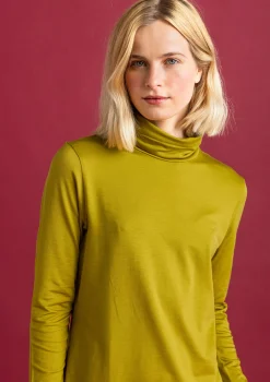 Gudrun Sjödén Pullover & Shirts>Jersey-Rollkragenshirt aus Lyocell/Elasthan Olivenöl