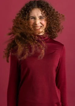 Gudrun Sjödén Pullover & Shirts>Jersey-Rollkragenshirt aus Lyocell/Elasthan Granatapfel