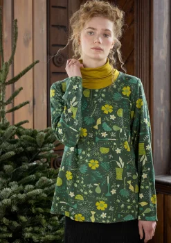 Gudrun Sjödén Pullover & Shirts>Jerseyshirt „Fyrverkeri“ aus Bio-Baumwolle/Modal Dunkelgrün
