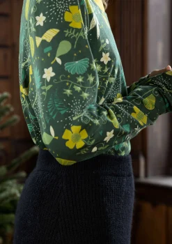 Gudrun Sjödén Pullover & Shirts>Jerseyshirt „Fyrverkeri“ aus Bio-Baumwolle/Modal Dunkelgrün